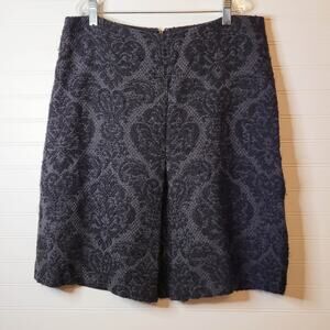 Ann Taylor Skirt Size 10 Gray Black Damask Brocade Wool Blend Straight Lined